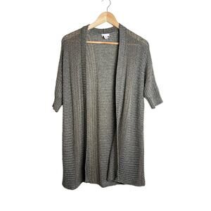 Chico’s Women’s Metallic Brown Loose Knit Short Sleeve Cardigan Size 0 (S)